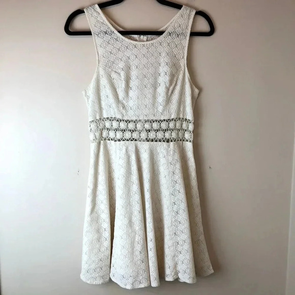 Free People | Cream Crochet Cutout Dress - Picture 1 of 8